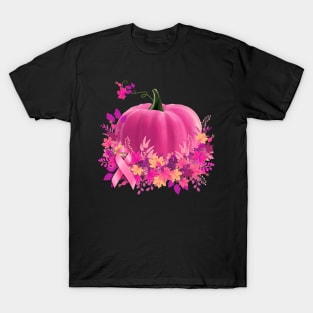 Pumpkin color pink, we wear pink all year round, breast cancer awareness T-Shirt